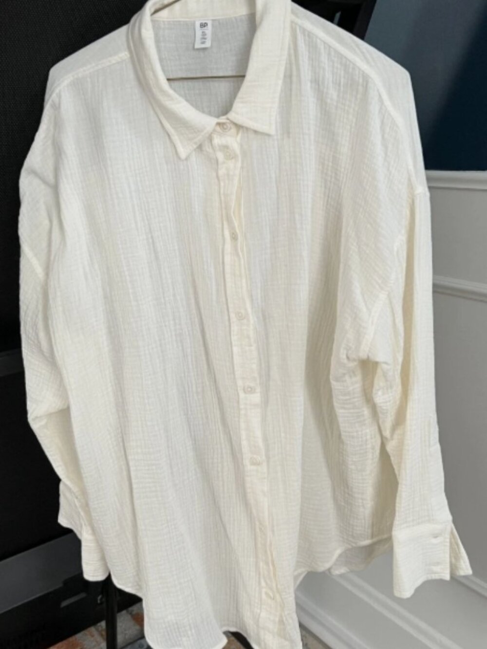 BP. Cotton Gauze Button-Up Top XL in Ivory, Excellent Condition